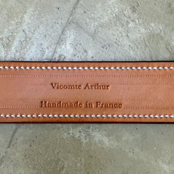 Vicomte Arthur Blue and Tan Leather Belt with Silver Buckle- Made in France-NW